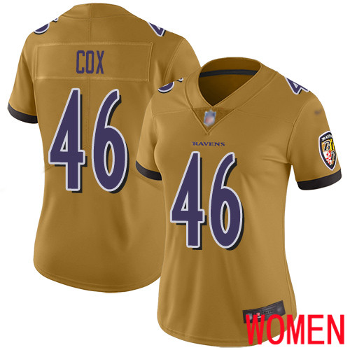 Baltimore Ravens Limited Gold Women Morgan Cox Jersey NFL Football #46 Inverted Legend->youth nfl jersey->Youth Jersey